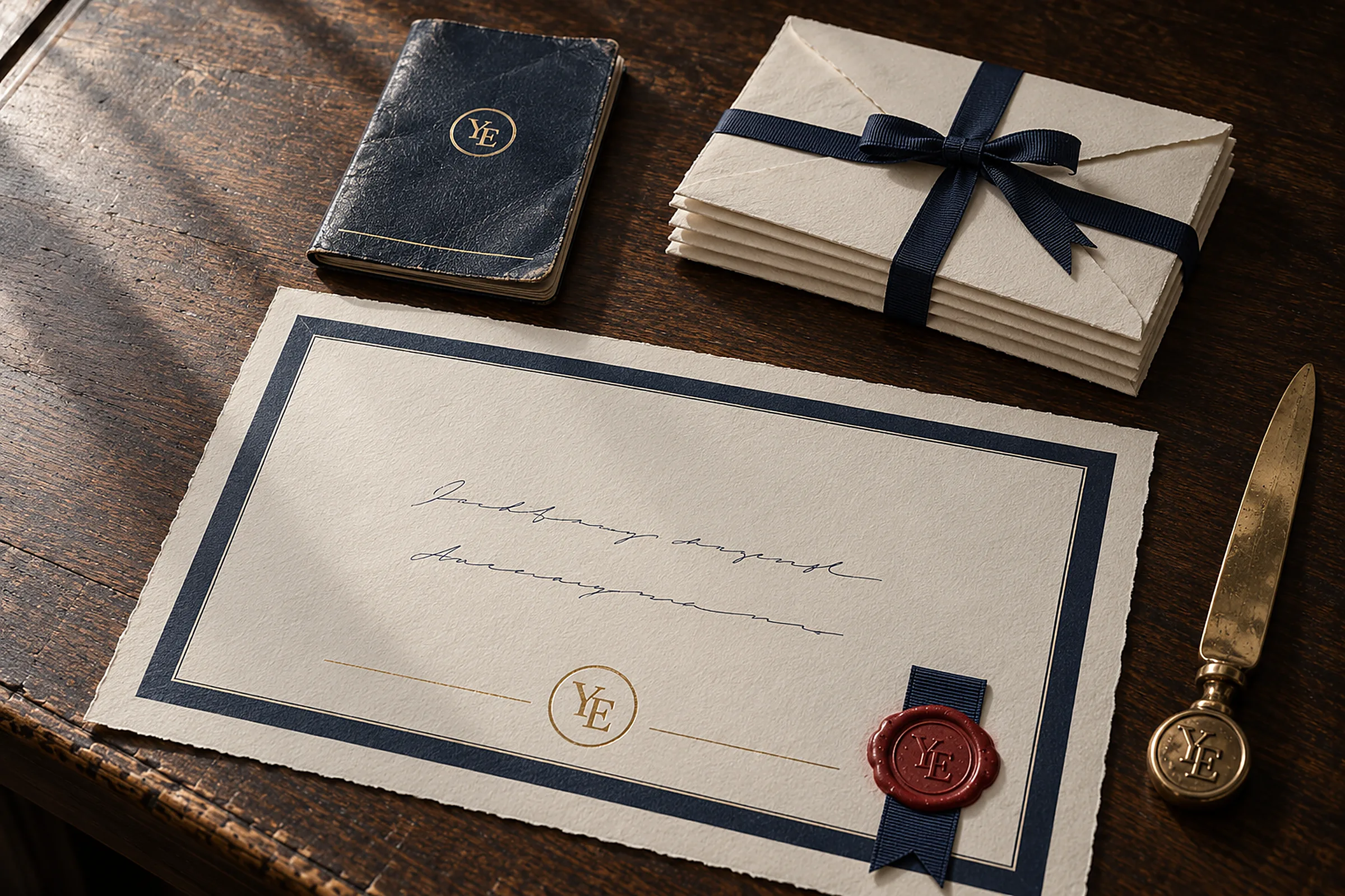 A cream certificate with a navy border, a gold seal, and a red wax seal on a navy ribbon.