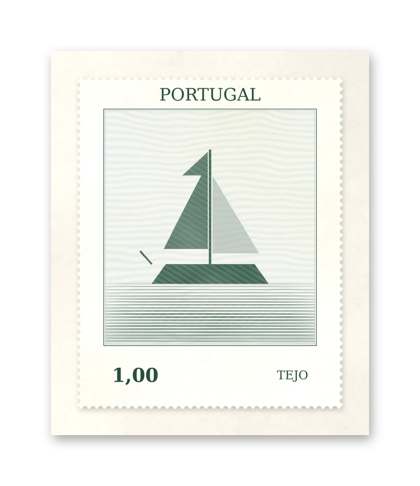 One mark enlarged: the caravel of the Tejo, cancelled at Lisboa.
